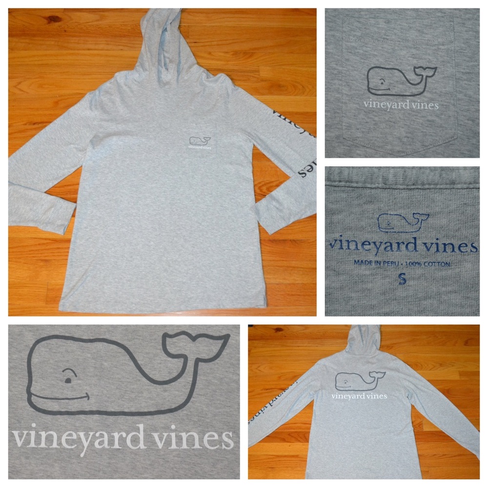 Men’s Vineyard Vines long-sleeve logo tee hoodie, size S
